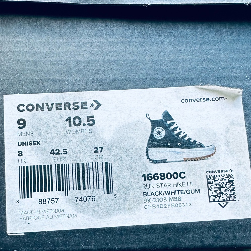 Converse Run Star Hike Hi Black/White/Gum